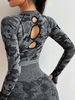 T-shirt de Sport Camouflage Au Dos Découpé L Noir