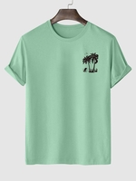 T-shirt de Vacances à Imprimé Noix de Coco et Palmier 2xl Vert clair