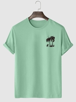 T-shirt de Vacances à Imprimé Noix de Coco et Palmier L Vert clair