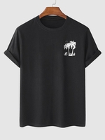T-shirt de Vacances à Imprimé Noix de Coco et Palmier S Noir