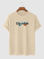 T-shirt Drôle Motif de Lettre et de Poisson M Café lumière