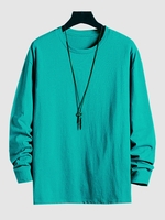 T-shirt en Couleur Unie à Col Rond L Vert clair