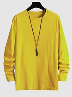T-shirt en Couleur Unie à Col Rond Xl Jaune