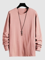 T-shirt en Couleur Unie à Col Rond Xl Rose clair