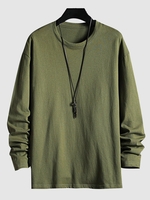 T-shirt en Couleur Unie à Col Rond Xl Vert armée