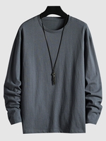 T-shirt en Couleur Unie à Col Rond Xs Gris