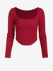 T-shirt en Tricot à Ourlet Courbe S Rouge