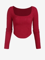 T-shirt en Tricot à Ourlet Courbe S Rouge