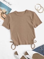 T-shirt en Tricot à Ourlet Noué pour Bébé M Café
