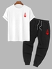 T-shirt et Pantalon de Jogging de Sport à Imprimé Carte Cœur Taille unique Blanc