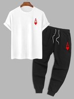 T-shirt et Pantalon de Jogging de Sport à Imprimé Carte Cœur Taille unique Blanc