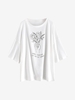 T-shirt Fleur à Goutte Epaule Surdimensionné S Blanc