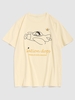 T-shirt Graphique à Imprimé Avion de Dessin Animé à Manches Courtes S Jaune clair