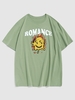 T-shirt Graphique à Imprimé Crâne Souriant Lettre et Flamme L Vert clair