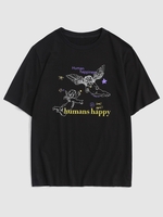 T-shirt Graphique à Imprimé Lettre Xl Noir