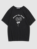 T-shirt Graphique à Imprimé Rose Lettre Streetwear S Noir