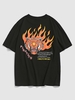 T-shirt Graphique à Imprimé Tigre Flamme Streetwear Xl Noir