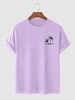 T-shirt Graphique à Motif de Palmier et Lettre JUST FUNNY M Violet clair