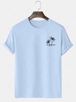 T-shirt Graphique à Motif de Palmier et Lettre JUST FUNNY Xl Bleu clair