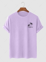 T-shirt Graphique à Motif de Palmier et Lettre JUST FUNNY Xl Violet clair