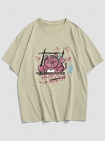 T-shirt Graphique Animal Dessin Animé à Manches Courtes 3xl Vert clair