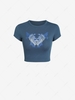 T-shirt Graphique Cœur Aile Saint Valentin M Bleu profond
