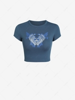 T-shirt Graphique Cœur Aile Saint Valentin M Bleu profond