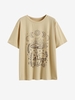 T-shirt Graphique Lune Champignon Xs Café lumière