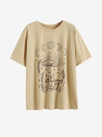 T-shirt Graphique Lune Champignon Xs Café lumière