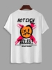 T-shirt Graphique Motif de Lettre NOT EVEN RULES Dessinée Animée à Manches Courtes S Blanc