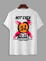 T-shirt Graphique Motif de Lettre NOT EVEN RULES Dessinée Animée à Manches Courtes S Blanc