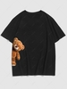 T-shirt Graphique Ours Amusant à Côté S Noir