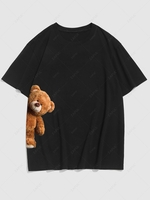 T-shirt Graphique Ours Amusant à Côté S Noir