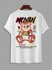 T-shirt Graphique POCKET MONEY Ours de Dessin Animé à Manches Courtes L Blanc