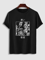 T-shirt Graphique Rose Caractère Japonais à Manches Courtes Xxl Noir