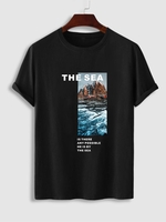 T-shirt Graphique THE SEA à Manches Courtes M Noir