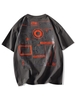 T-shirt Graphique Dessin Animé Imprimé à Col Rond 2xl Gris foncé