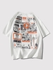T-shirt Graphique Dessin Animé Imprimé à Col Rond 3xl Blanc