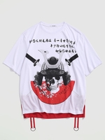 T-shirt Haut Bas à Imprimé Crâne Saignant Graphique Esthétique Y2K S Blanc