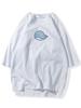 T-shirt Haut Bas Dauphin Dessin Animé Imprimé à Manches Courtes Xl Blanc