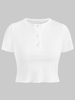 T-shirt Henley Court Côtelé L Blanc
