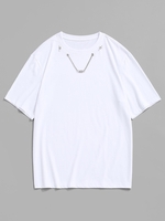 T-shirt Imprimé Chaîne Détaillée à Manches Courtes 2xl Blanc