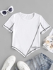 T-shirt Jersey Cousu en Haut à Ourlet Asymétrique M Blanc