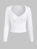 T-shirt Jersey Panneau en Dentelle à Manches Longues S Blanc