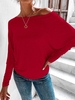T-shirt Lâche en Couleur Unie à Manches Evasées M Rouge