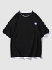T-shirt Lettre à Goutte Epaule à Double Ourlet avec Patch Streetwear Xl Noir