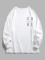 T-shirt Lettre à Manches Longues 3xl Blanc