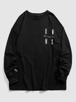 T-shirt Lettre à Manches Longues Xl Nuit