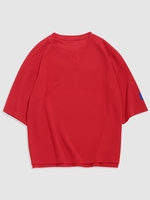 T-shirt Lettre Applique Détaillé Fendu à Côté S Rouge