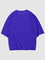 T-shirt Lettre Applique Détaillé Fendu à Côté Xl Bleu